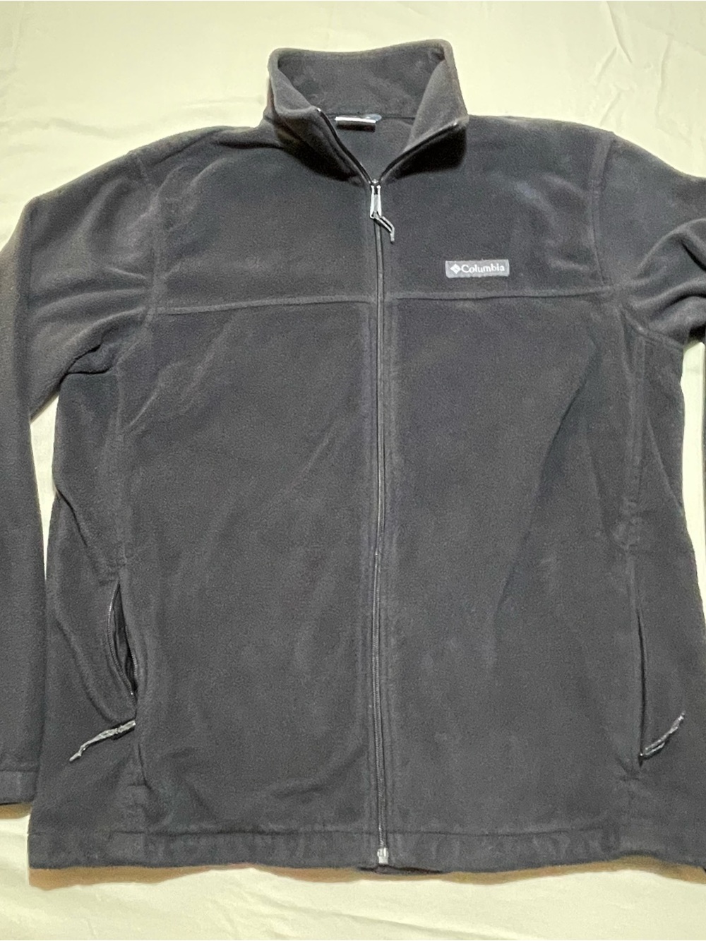 Columbia Black Fleece Jacket Full Zip Pockets Stand-Up Collar Men’s Large